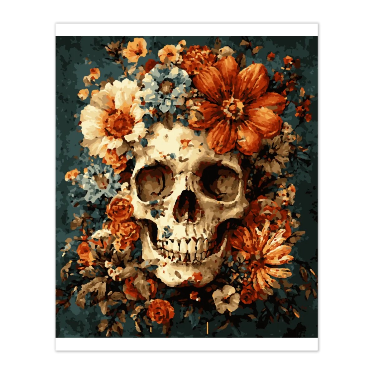 Artdiystudio Floral Skull Paint By Numbers Kit A Beautiful Fusion Of Nature And Gothic Art