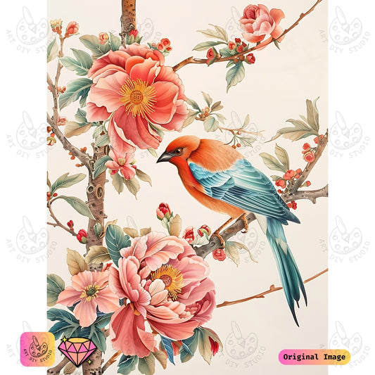 Artdiystudio Floral Songbird Diy Diamond Painting Kit A Vibrant Burst Of Nature 6
