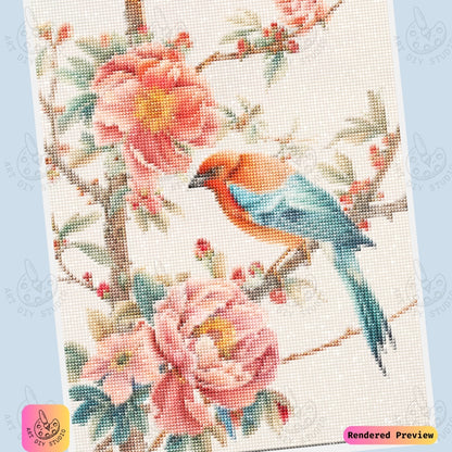 Artdiystudio Floral Songbird Diy Diamond Painting Kit A Vibrant Burst Of Nature
