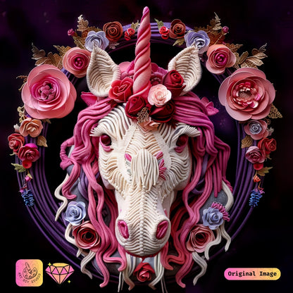 Artdiystudio Floral Unicorn Elegance Diy Diamond Painting Kit A Fusion Of Art And Charm