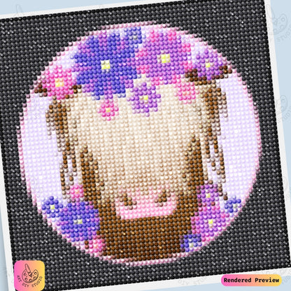 Artdiystudio Flower Crown Moo Diy Diamond Painting Kit A Whimsical Floral Delight 6