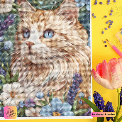 Artdiystudio Fluffy Blossom Paws Diy Diamond Painting Kit A Feline In A Floral Dream 3