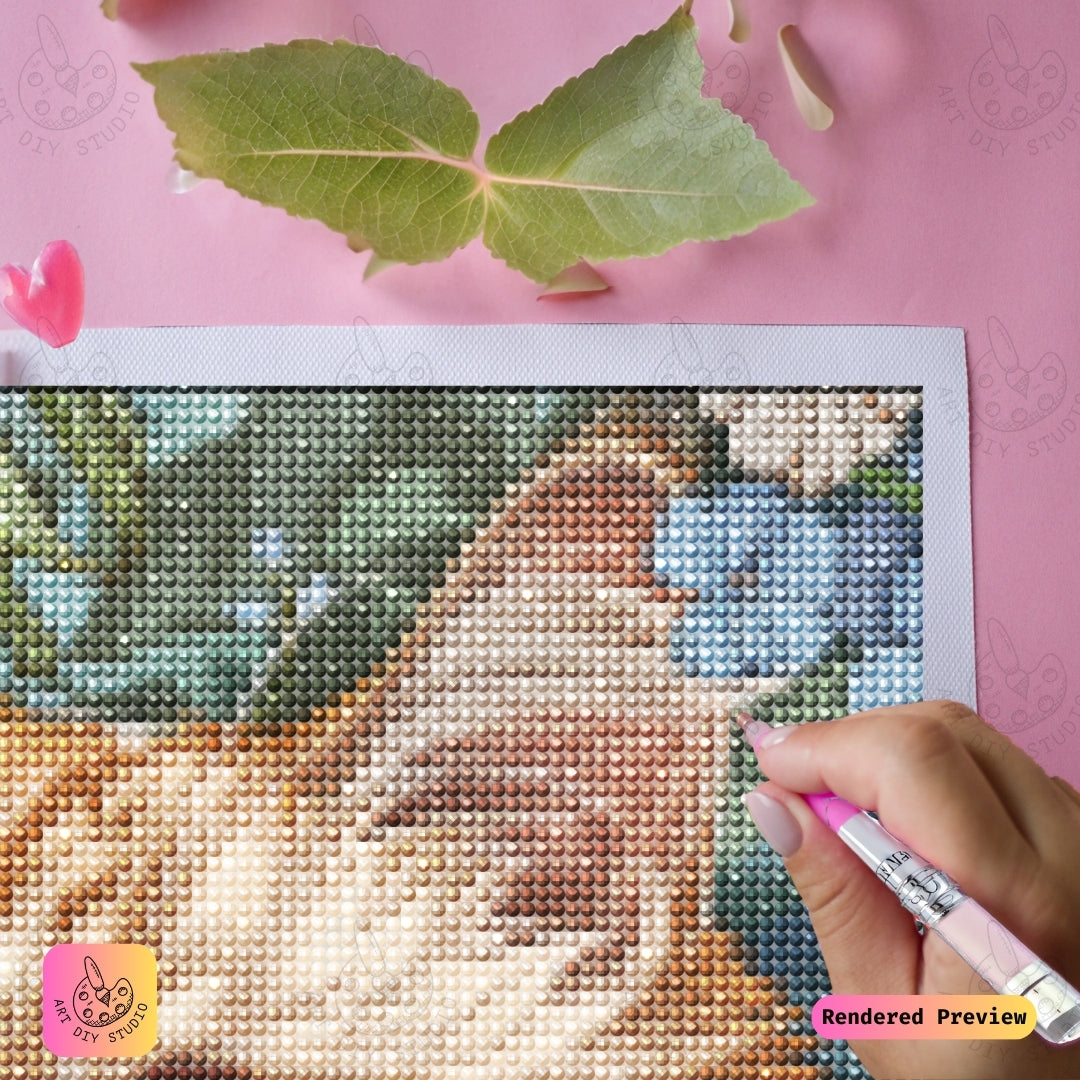 Artdiystudio Fluffy Blossom Paws Diy Diamond Painting Kit A Feline In A Floral Dream 4
