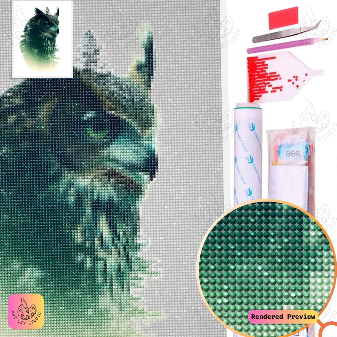 Artdiystudio Forest Echo Owl Diy Diamond Painting Kit A Minimalist Nature Fusion 5