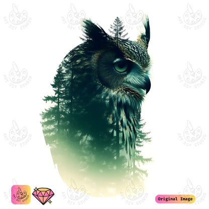 Artdiystudio Forest Echo Owl Diy Diamond Painting Kit A Minimalist Nature Fusion