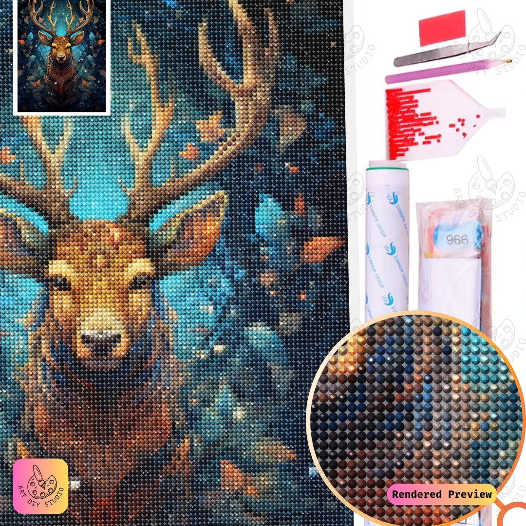 Artdiystudio Forest Guardian Stag Diy Diamond Painting Kit A Mystical Journey Through The Enchanted Forest 2