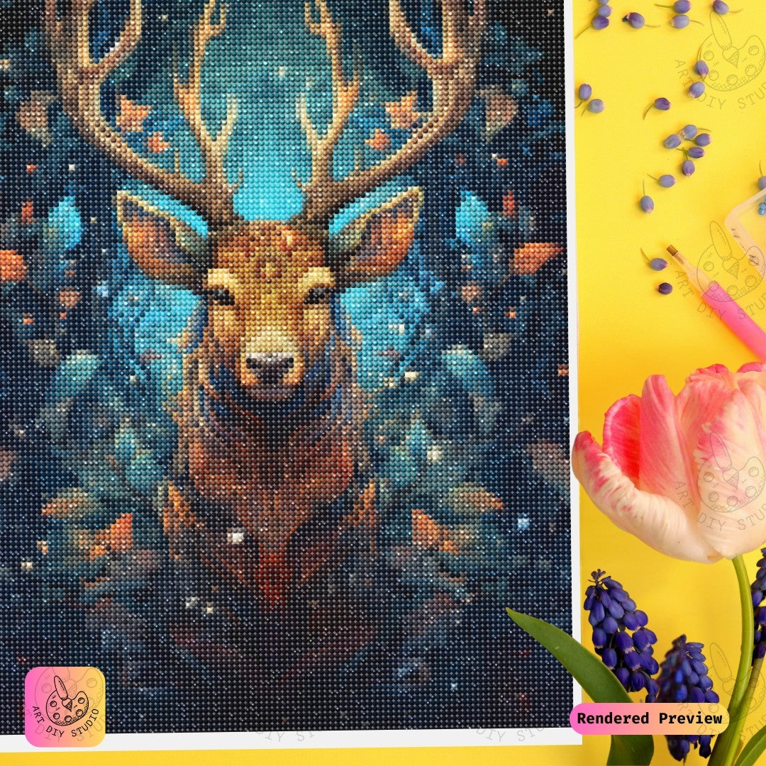 Artdiystudio Forest Guardian Stag Diy Diamond Painting Kit A Mystical Journey Through The Enchanted Forest 4
