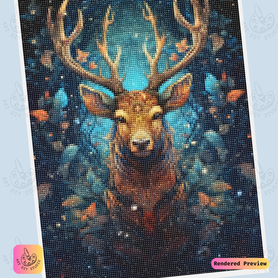 Artdiystudio Forest Guardian Stag Diy Diamond Painting Kit A Mystical Journey Through The Enchanted Forest