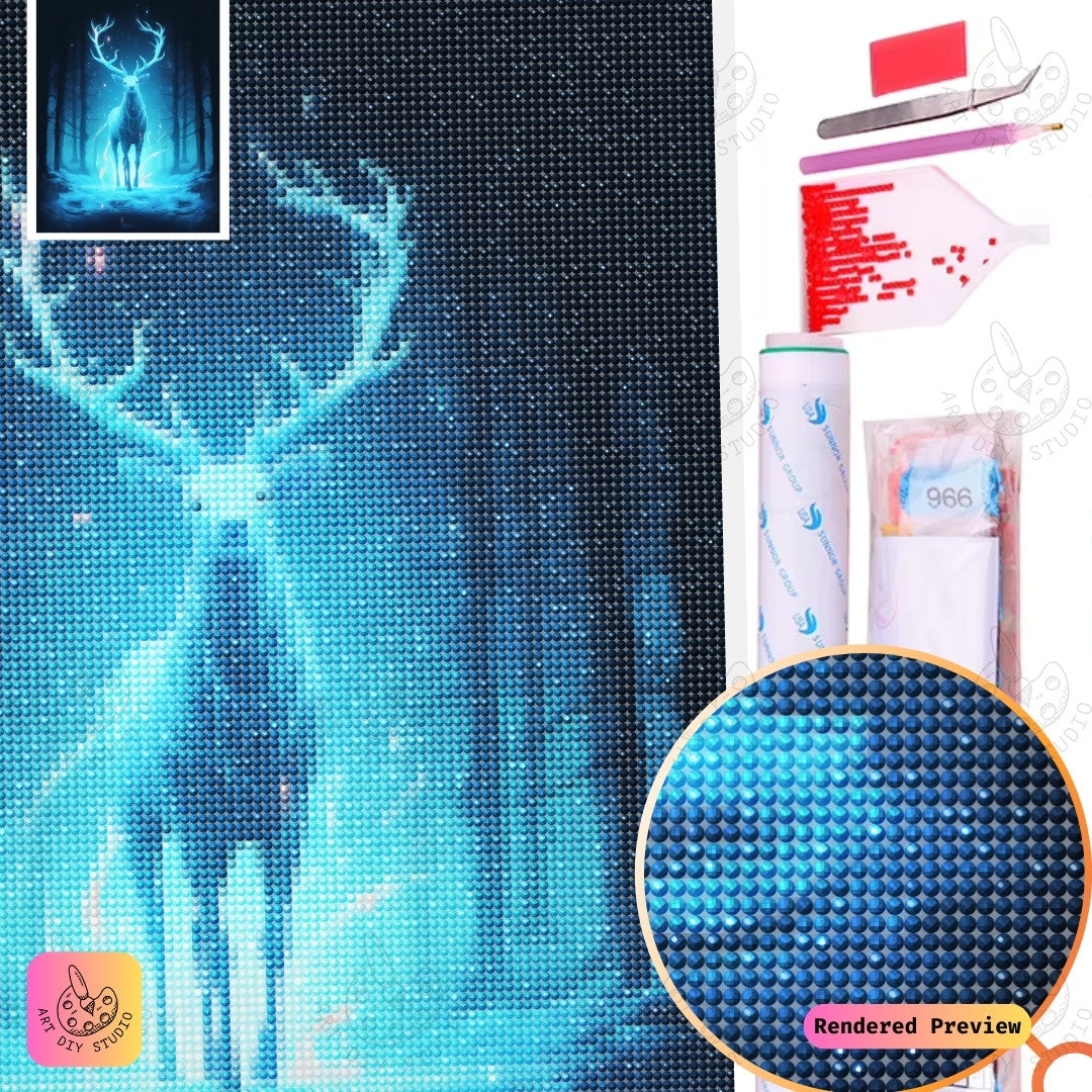 Artdiystudio Frosted Stags Radiance Diy Diamond Painting Kit A Celestial Journey Through The Winter Woods 2