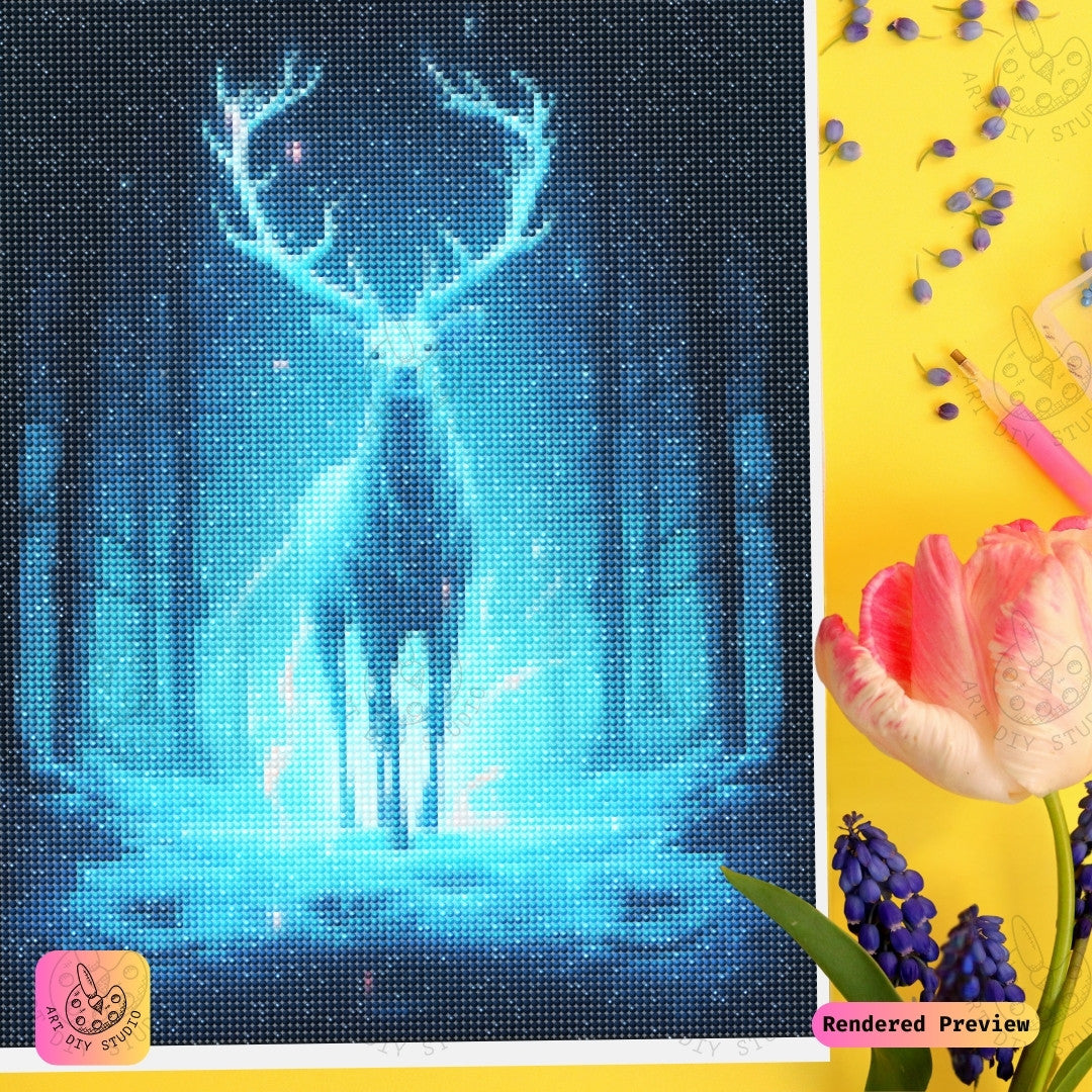 Artdiystudio Frosted Stags Radiance Diy Diamond Painting Kit A Celestial Journey Through The Winter Woods 4