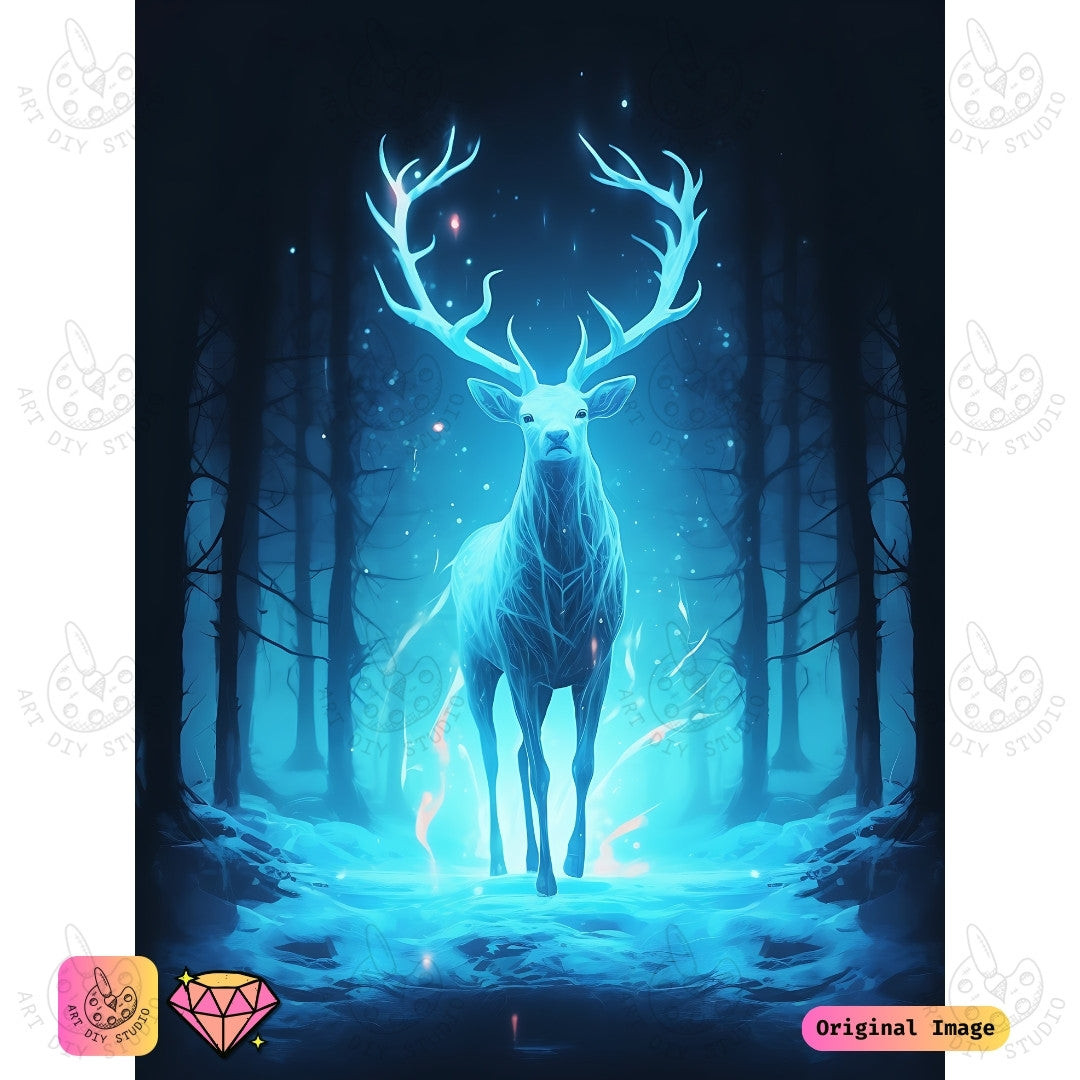 Artdiystudio Frosted Stags Radiance Diy Diamond Painting Kit A Celestial Journey Through The Winter Woods 6