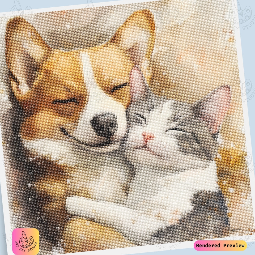 Artdiystudio Furry Friends Joy Diy Diamond Painting Kit A Heartwarming Craft For Pet Lovers