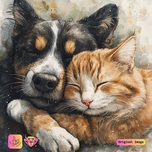 Artdiystudio Furry Friends Snuggle Diy Diamond Painting Kit A Cozy Craft For Pet Lovers 6