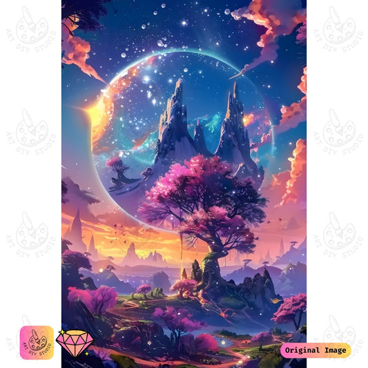 Artdiystudio Galactic Blossom Paradise Diy Diamond Painting Kit A Mystical Journey Through Cosmic Blossoms