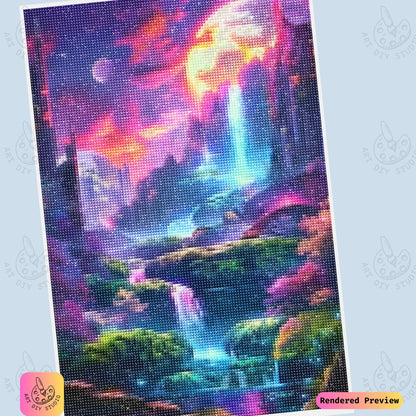 Artdiystudio Galactic Waterfall Realm Diy Diamond Painting Kit A Dreamlike Journey Through A Cosmic Landscape 6