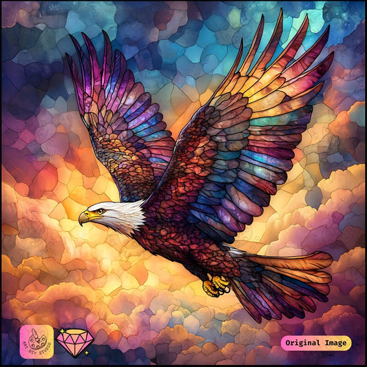Artdiystudio Glorious Stained Glass Eagle Diy Diamond Painting Kit A Radiant Tribute To Freedom And Nature 6