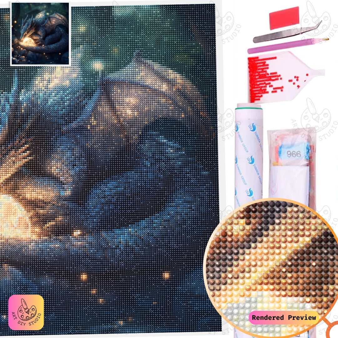 Artdiystudio Glowing Ember Guardian Diy Diamond Painting Kit A Radiant Tale In Art 5
