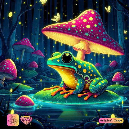 Artdiystudio Glowing Forest Frog Diy Diamond Painting Kit A Whimsical Enchanted Adventure