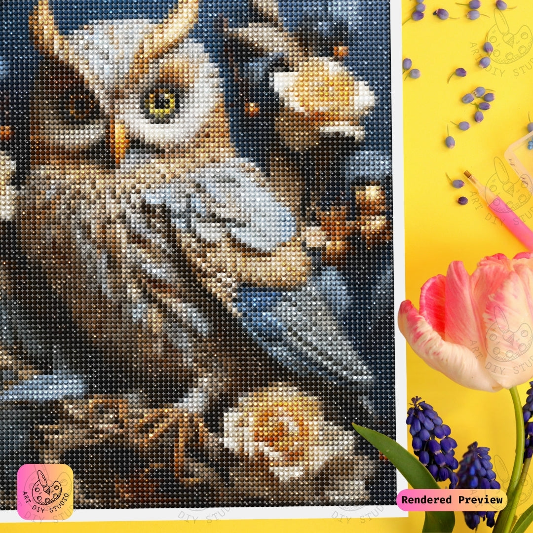 Artdiystudio Golden Bloom Owl Diy Diamond Painting Kit A Luxurious Nature Masterpiece 3