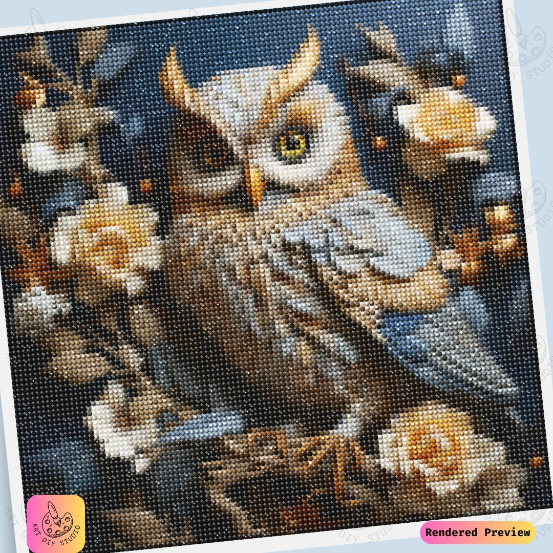 Artdiystudio Golden Bloom Owl Diy Diamond Painting Kit A Luxurious Nature Masterpiece 6