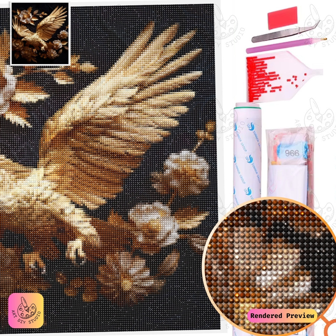 Artdiystudio Golden Elegance Eagle Diy Diamond Painting Kit A Harmony Of Nature And Art 2