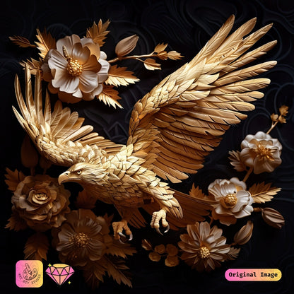 Artdiystudio Golden Elegance Eagle Diy Diamond Painting Kit A Harmony Of Nature And Art 6