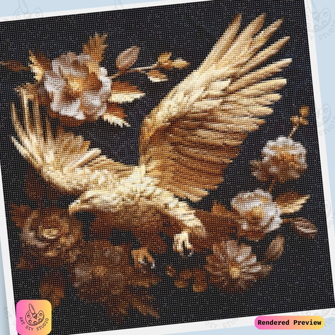 Artdiystudio Golden Elegance Eagle Diy Diamond Painting Kit A Harmony Of Nature And Art
