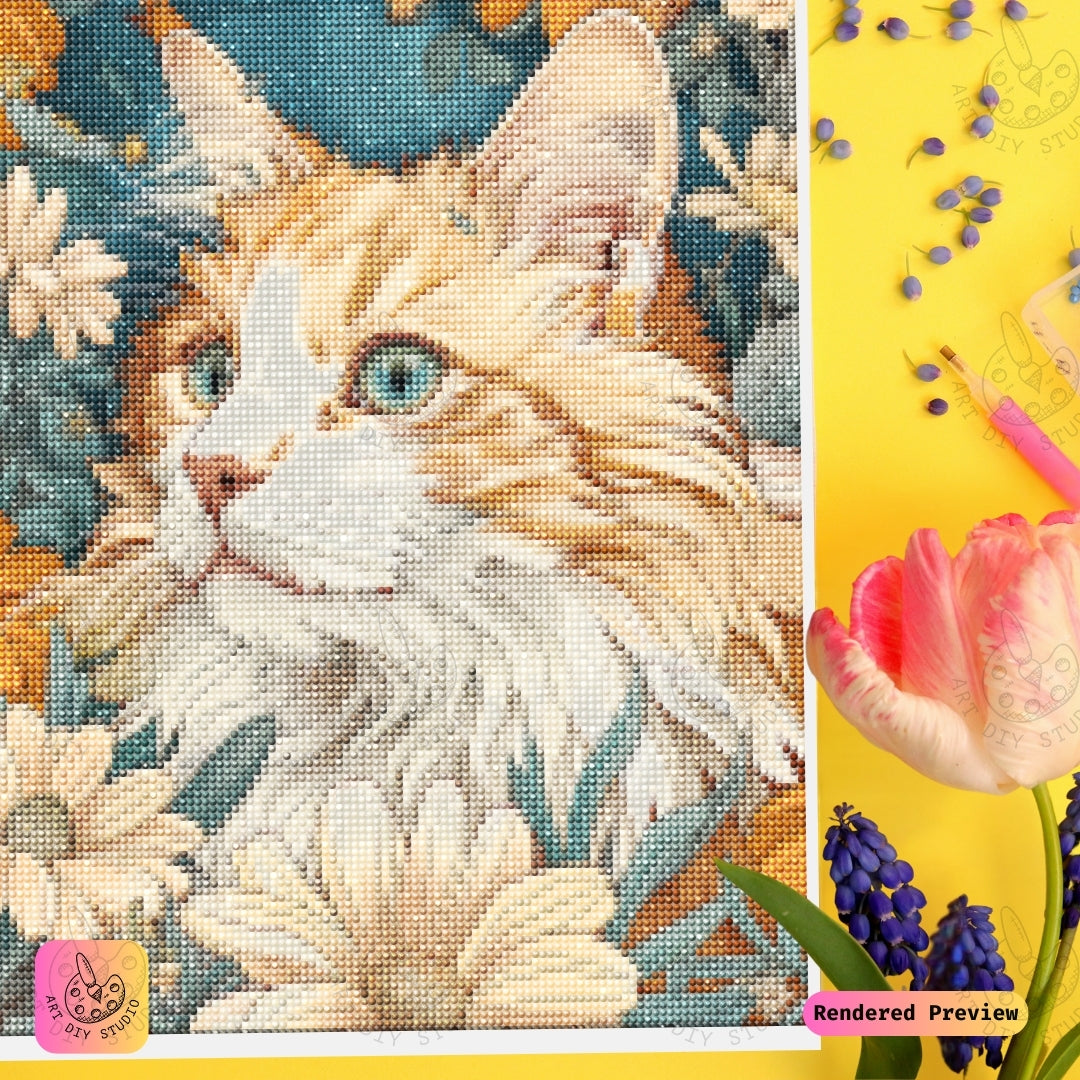 Artdiystudio Golden Feline Meadow Diy Diamond Painting Kit A Serene Artistic Masterpiece 3