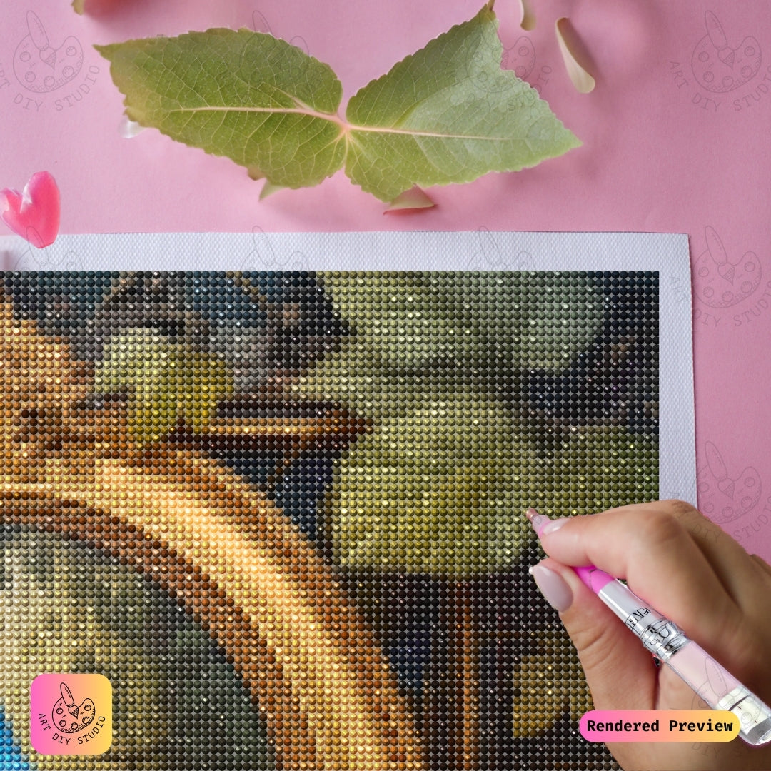 Artdiystudio Golden Frame Bluebird Diy Diamond Painting Kit A Harmony Of Elegance And Nature 3