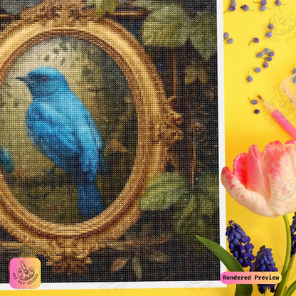 Artdiystudio Golden Frame Bluebird Diy Diamond Painting Kit A Harmony Of Elegance And Nature 4