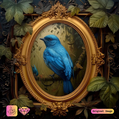 Artdiystudio Golden Frame Bluebird Diy Diamond Painting Kit A Harmony Of Elegance And Nature 6