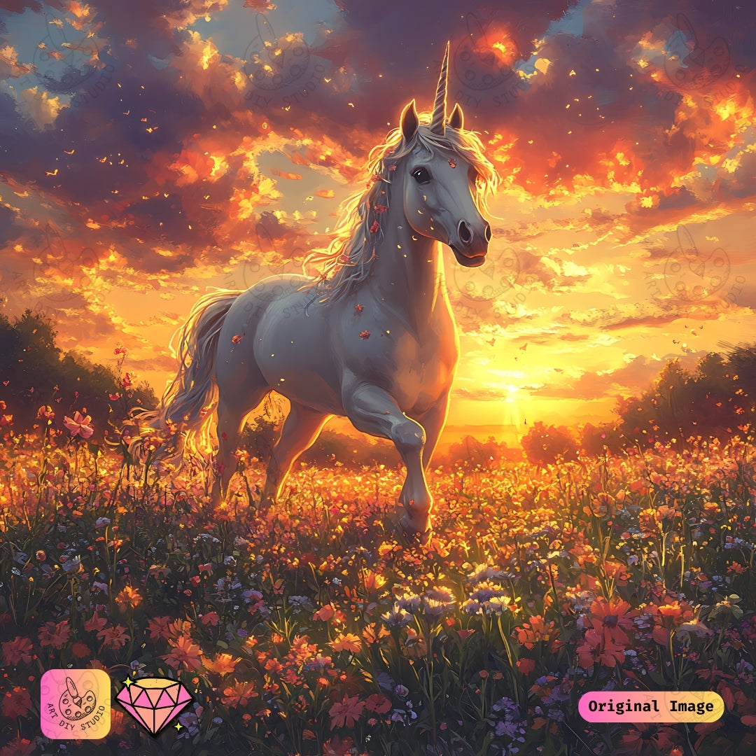 Artdiystudio Golden Hour Unicorn Diy Diamond Painting Kit A Majestic Fantasy Creation