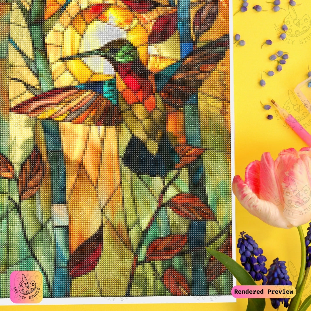 Artdiystudio Golden Hummingbird Diy Diamond Painting Kit A Warm Embrace Of Natures Beauty 3