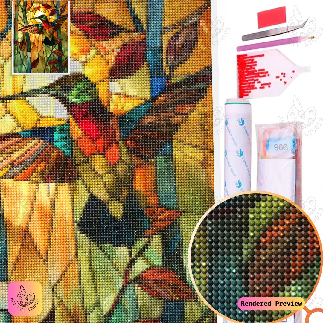 Artdiystudio Golden Hummingbird Diy Diamond Painting Kit A Warm Embrace Of Natures Beauty 5