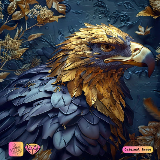 Artdiystudio Golden Majesty Eagle Diy Diamond Painting Kit A Celebration Of Regal Beauty 6