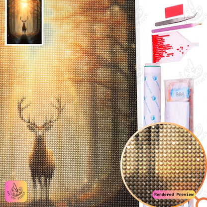 Artdiystudio Golden Stags Blessing Diy Diamond Painting Kit A Mystical Journey Through The Forest 2