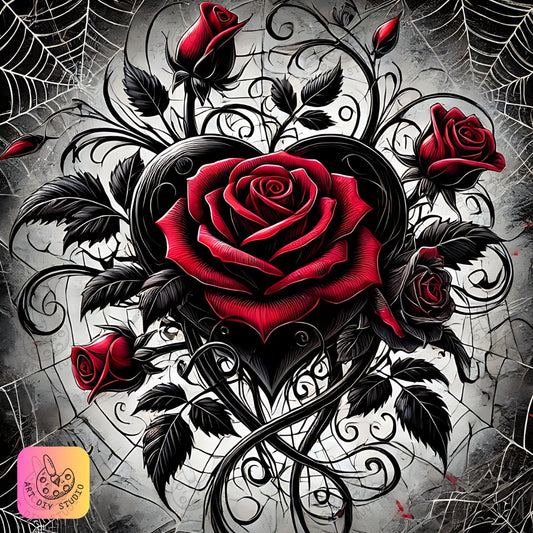 Artdiystudio Gothic Heart Roses Diy Diamond Painting Kit Create Your Dark Romance 8