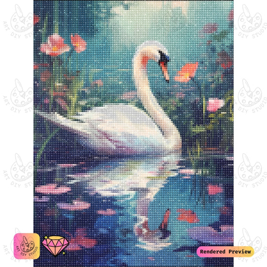 Artdiystudio Graceful Swan Reflections Diy Diamond Painting Kit A Masterpiece Of Natural Elegance 2