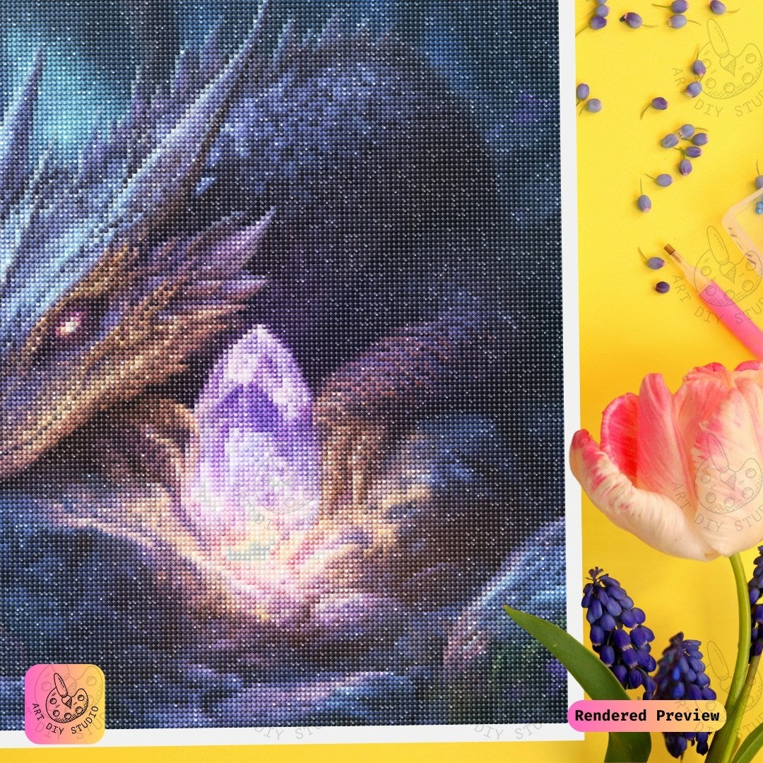 Artdiystudio Guardian Of The Amethyst Diy Diamond Painting Kit A Mystical Treasure Awaits 3