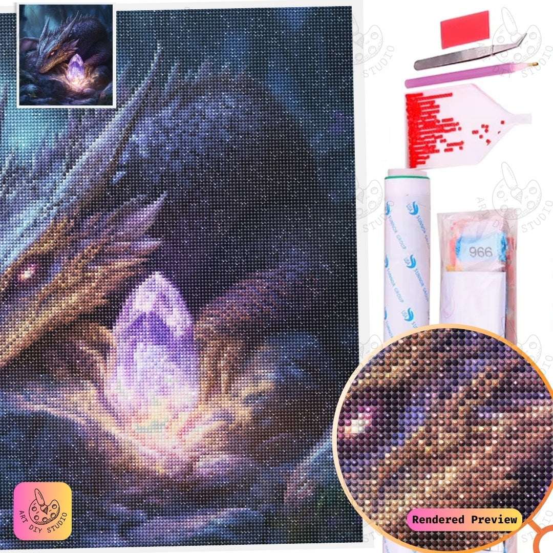 Artdiystudio Guardian Of The Amethyst Diy Diamond Painting Kit A Mystical Treasure Awaits 5