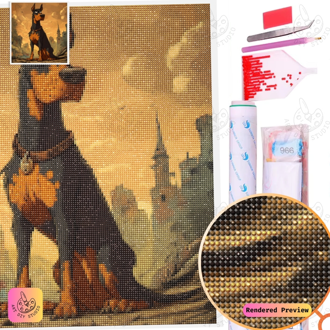 Artdiystudio Guardian Of The Ruins Diy Diamond Painting Kit A Fierce Heroic Craft 2
