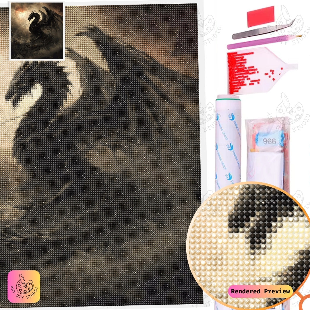 Artdiystudio Harbinger Of Shadows Diy Diamond Painting Kit A Dark Fantasy Vision 5