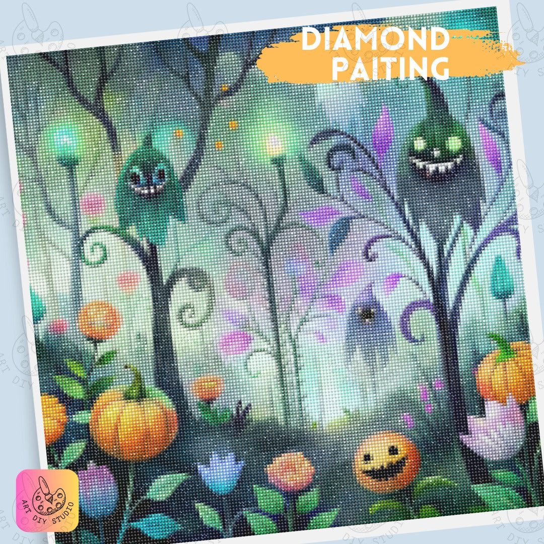 Artdiystudio Haunted Garden Glow Diy Diamond Painting Kit Create Your Spooky Masterpiece 4
