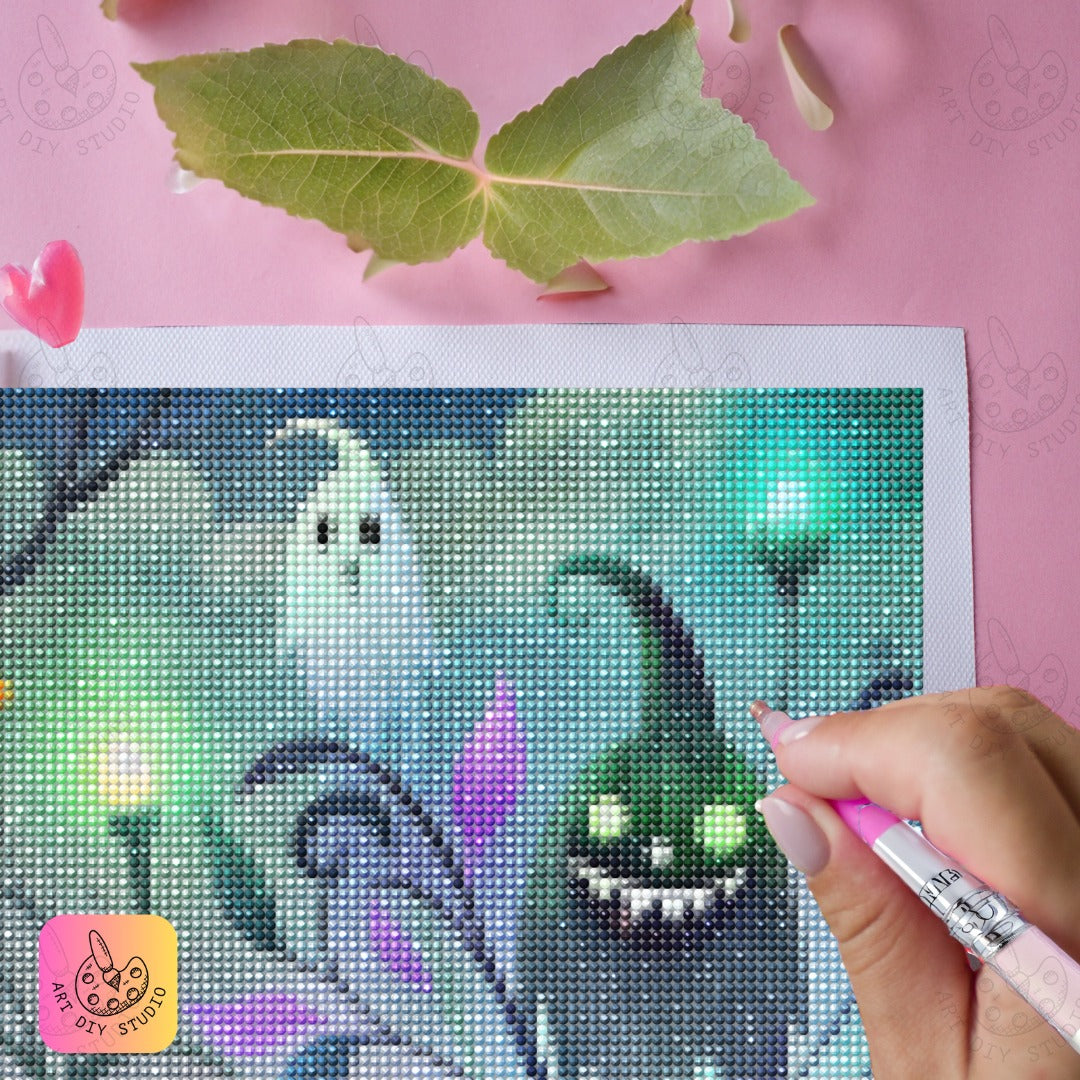 Artdiystudio Haunted Garden Glow Diy Diamond Painting Kit Create Your Spooky Masterpiece 5