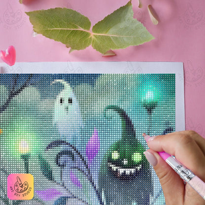 Artdiystudio Haunted Garden Glow Diy Diamond Painting Kit Create Your Spooky Masterpiece 5