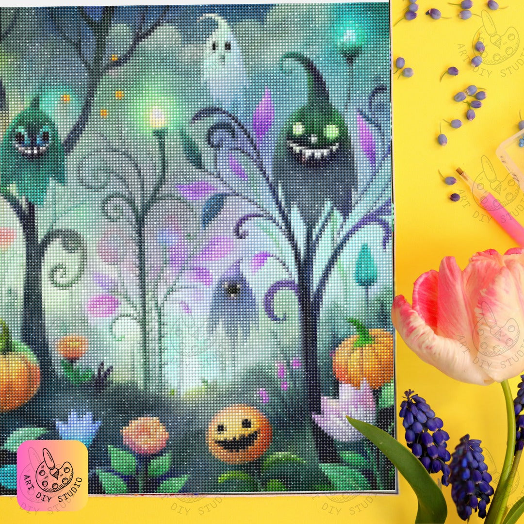 Artdiystudio Haunted Garden Glow Diy Diamond Painting Kit Create Your Spooky Masterpiece 6