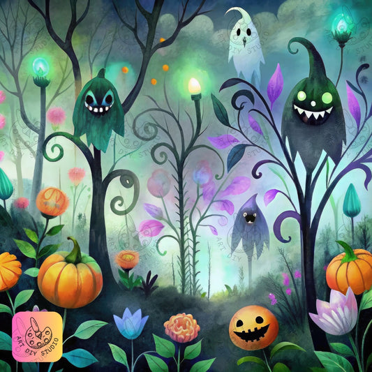Artdiystudio Haunted Garden Glow Diy Diamond Painting Kit Create Your Spooky Masterpiece 8