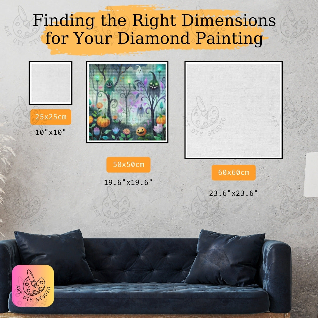 Artdiystudio Haunted Garden Glow Diy Diamond Painting Kit Create Your Spooky Masterpiece
