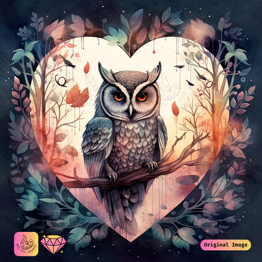 Artdiystudio Heart Of The Forest Owl Diy Diamond Painting Kit A Whimsical Romantic Scene