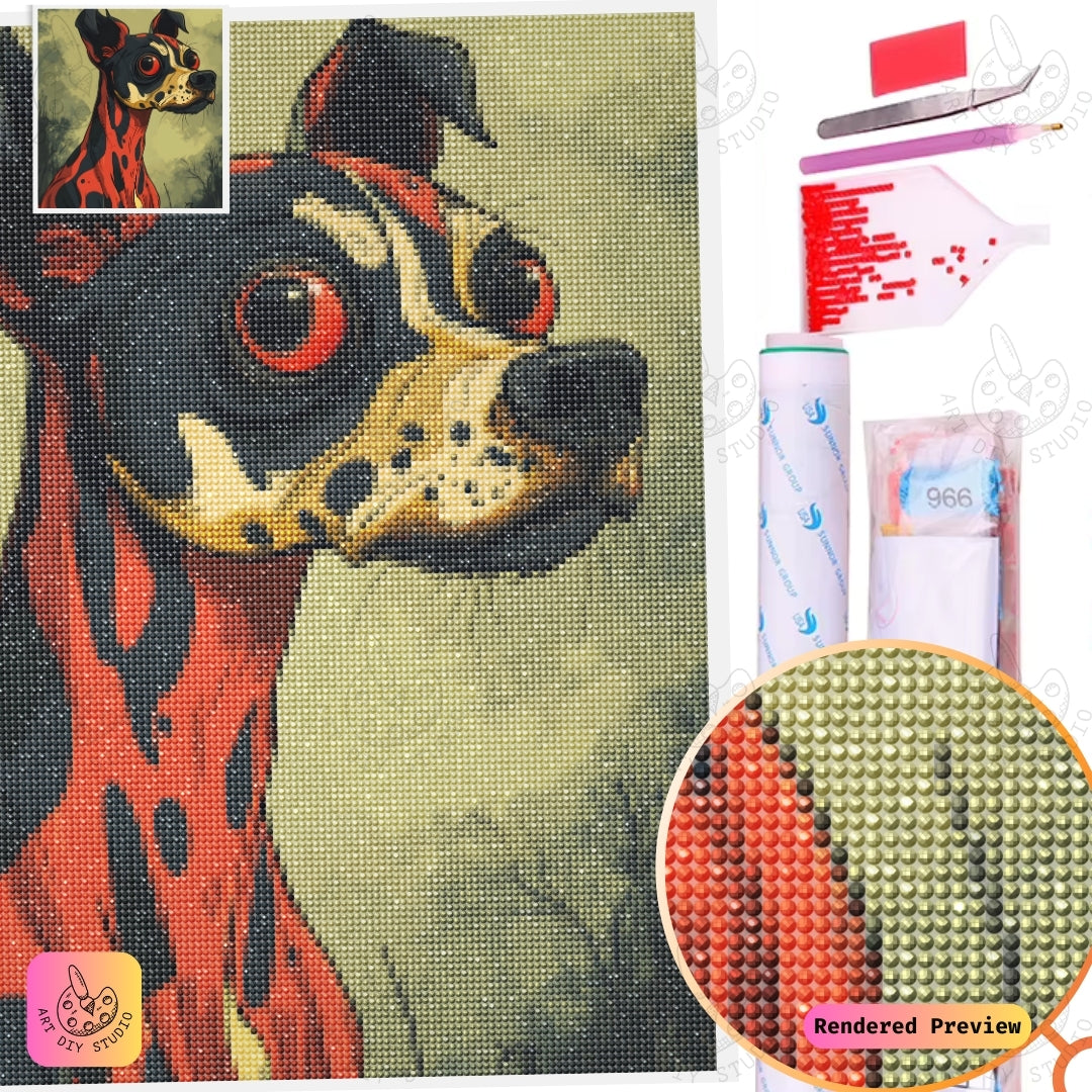 Artdiystudio Hellhound Gaze Diy Diamond Painting Kit A Fiery Fierce Craft 2
